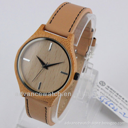 Vogue wooden watches for lady, cheap wooden bamboo watches geunuin leather watch strap, bamboo watch